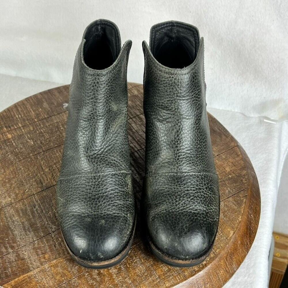 Sorel Ankle Boots Shoes Womens 6 Cate Cut Out Black Gray Leather Slip On Cap Toe - Picture 7 of 9